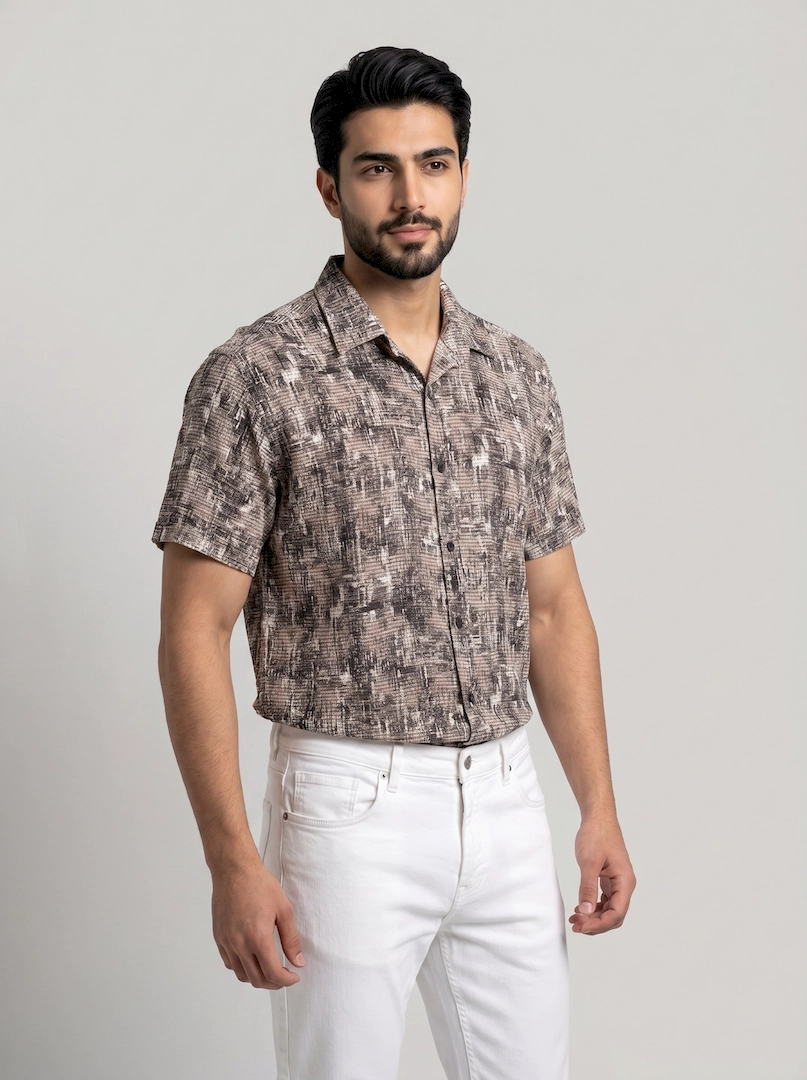 پیراهن چاپی کنفی مردانه 10067